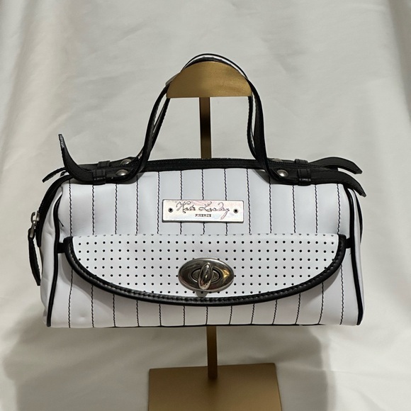 Kate Landry Handbags - Kate Landry Black and White Striped Satchel